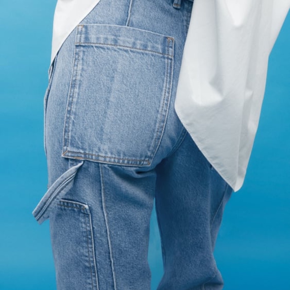 NWT ZARA ZW THE WORKER STRAIGHT JEANS BLUE